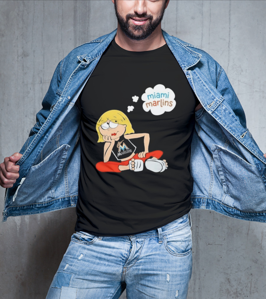 Miami Marlins MLB Cartoon Lizzie McGuire Blonde Girl Fan T-Shirt