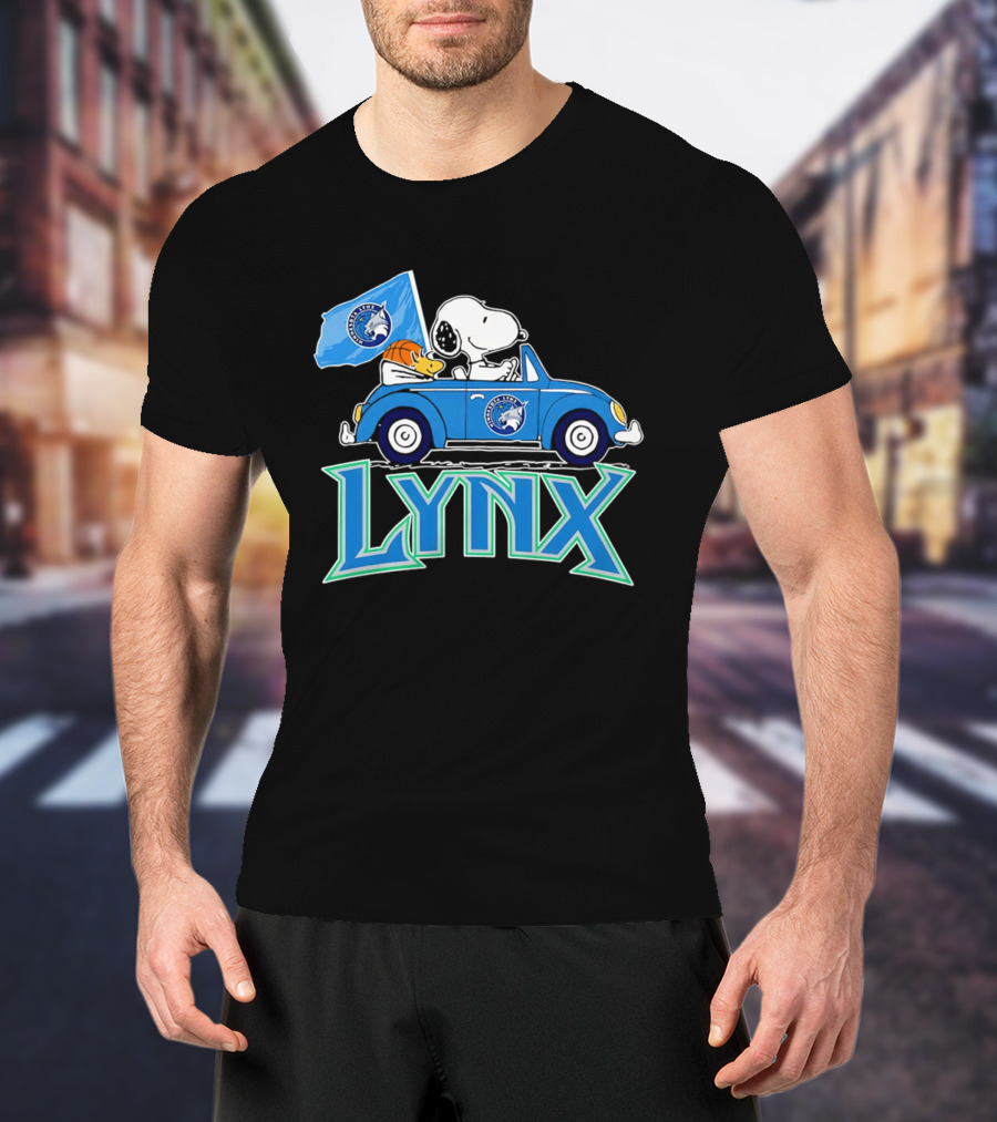 Minnesota Lynx Snoopy Driving Beetle Car With Team Flag T-Shirt