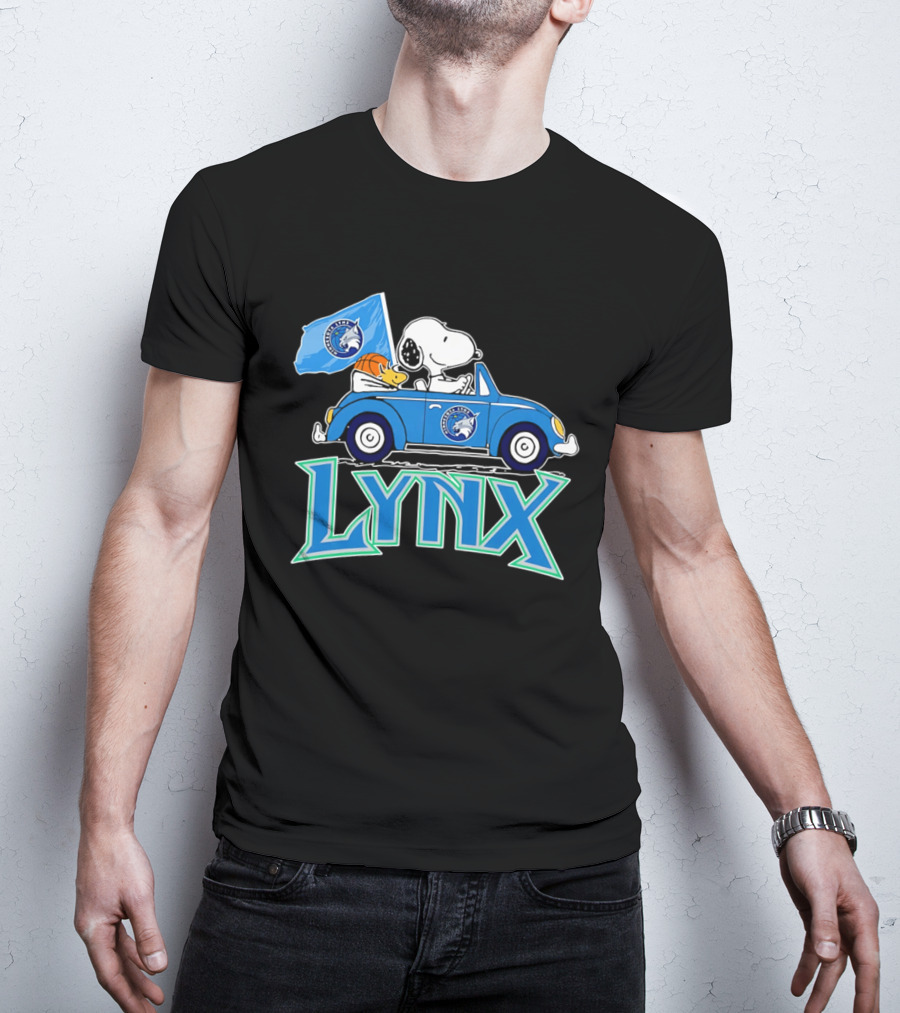 Minnesota Lynx Snoopy Driving Beetle Car With Team Flag T-Shirt