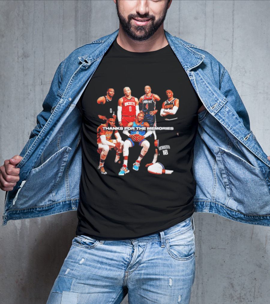 Russell Westbrook Thank You For The Memories OKC Thunder Rockets Wizards Denver T-Shirt