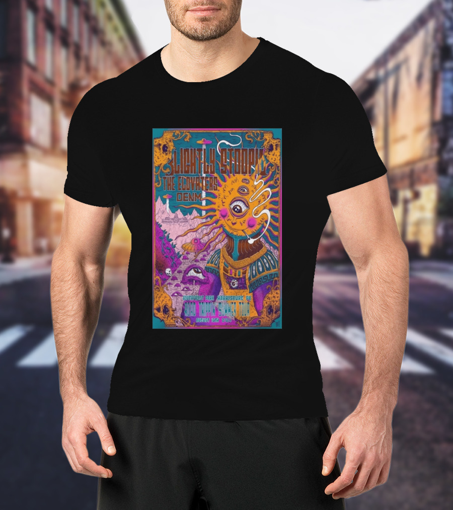 Slightly Stoopid The Elovaters DENM Road Trippin Summer Tour Riverfront Park Harrisburg PA August 13 2026 T-Shirt