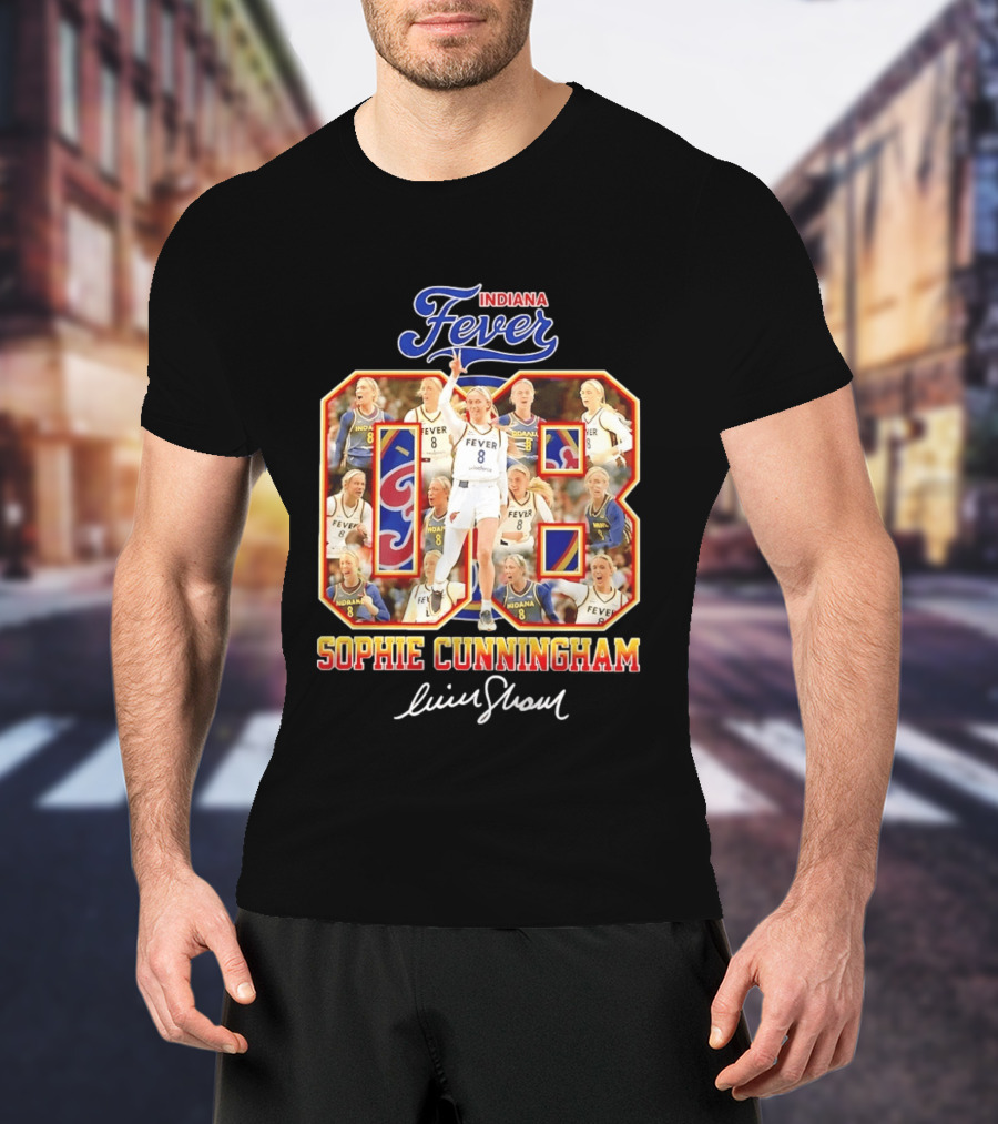 Indiana Fever Sophie Cunningham No 8 Collage WNBA T-Shirt