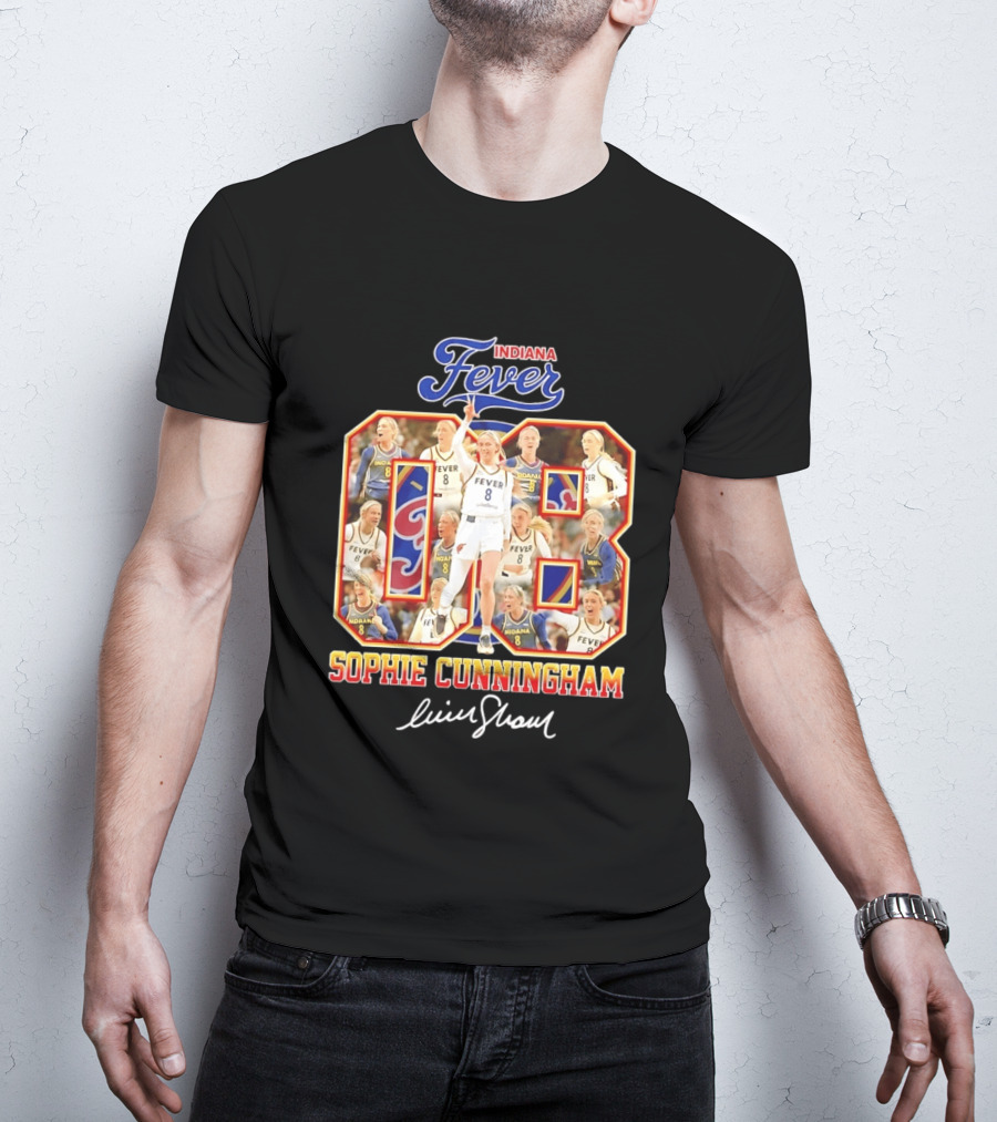 Indiana Fever Sophie Cunningham No 8 Collage WNBA T-Shirt