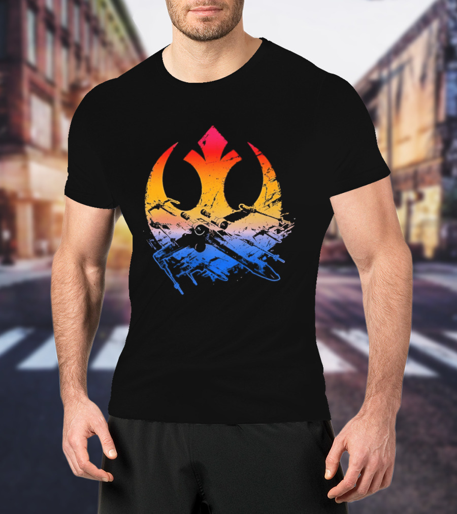 Star Wars Rebel Alliance Distressed Insignia X Wing Starfighters Gradient T-Shirt