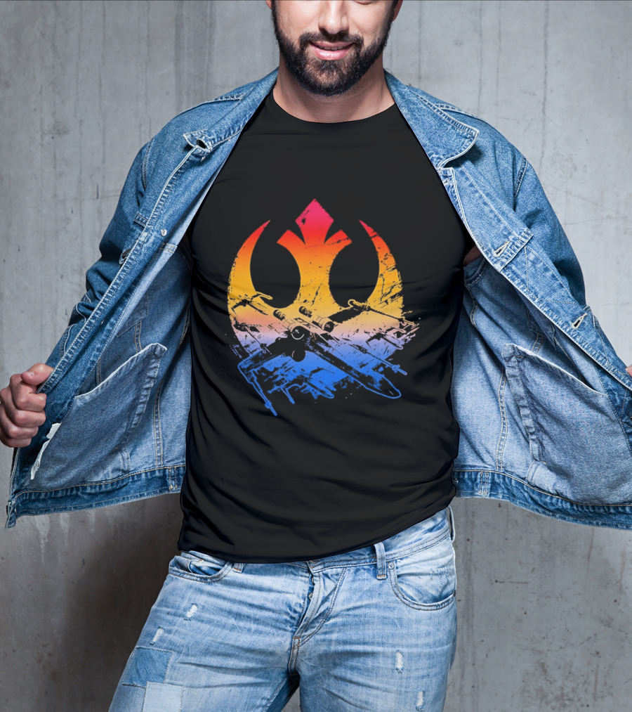 Star Wars Rebel Alliance Distressed Insignia X Wing Starfighters Gradient T-Shirt