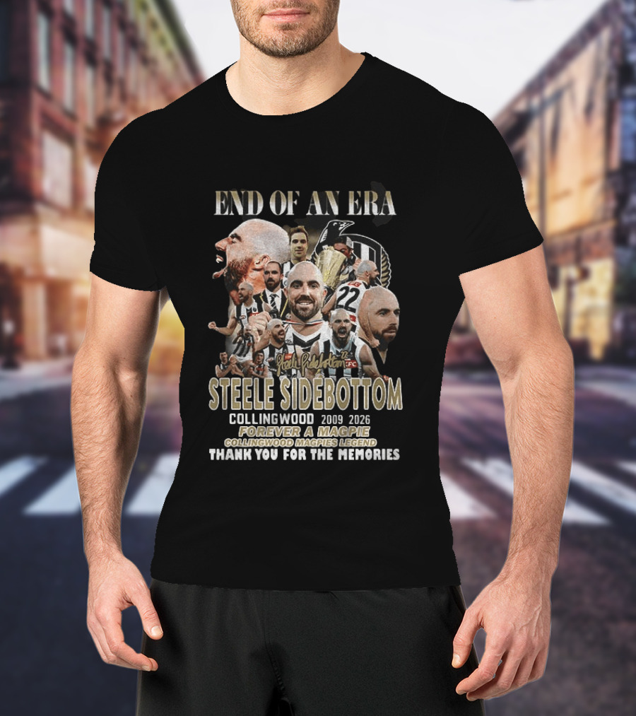 End Of An Era Steele Sidebottom Collingwood 2009 2023 Forever A Magpie Legend Thank You For The Memories T-Shirt
