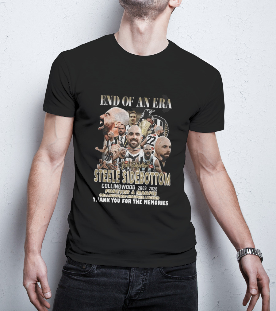 End Of An Era Steele Sidebottom Collingwood 2009 2023 Forever A Magpie Legend Thank You For The Memories T-Shirt