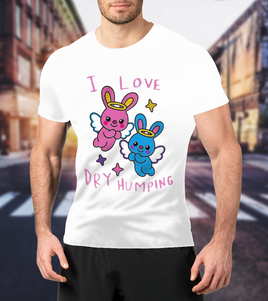 Angel Bunnies I Love Dry Humping Funny Cartoon Characters T-Shirt