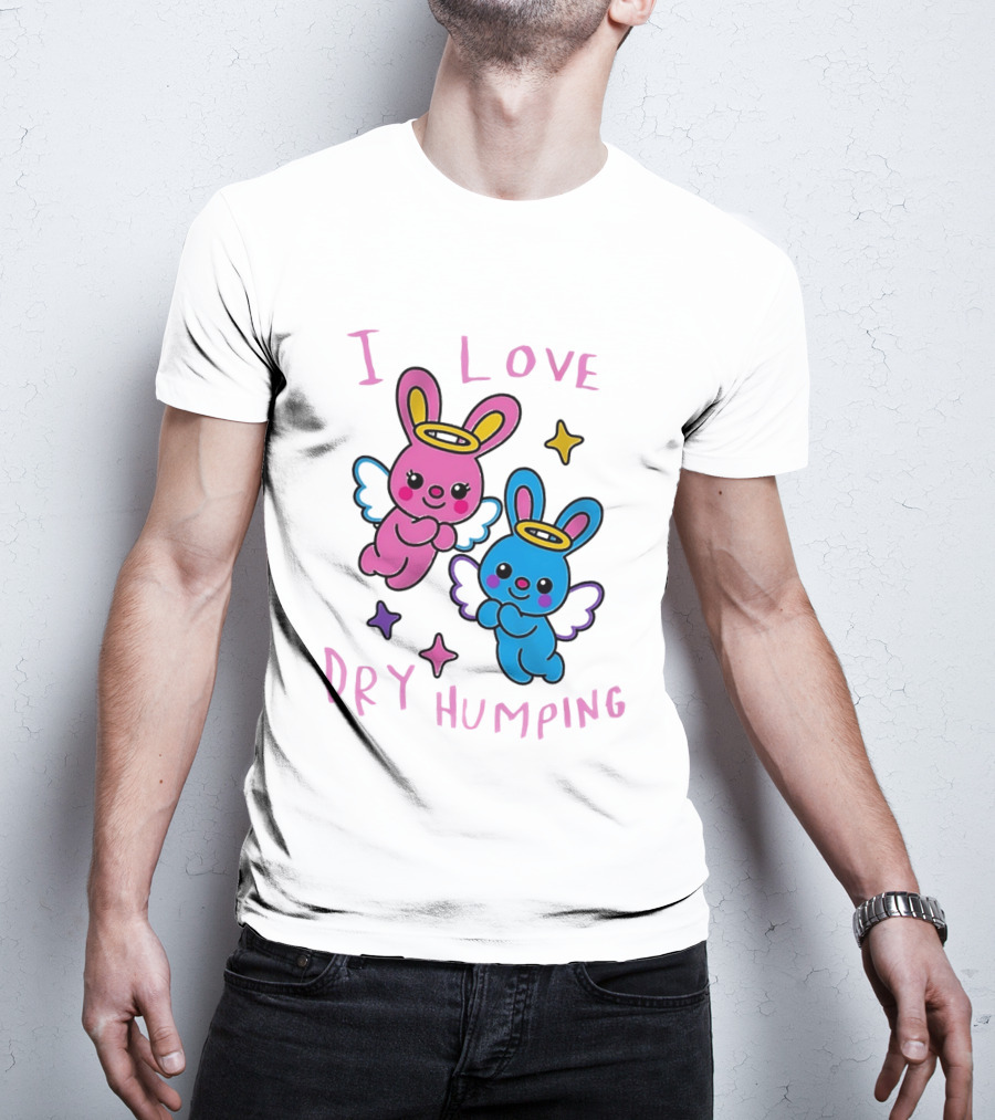 Angel Bunnies I Love Dry Humping Funny Cartoon Characters T-Shirt