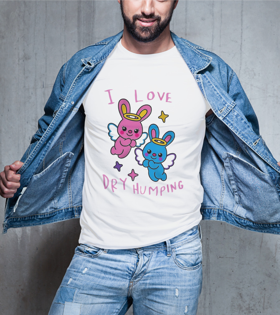 Angel Bunnies I Love Dry Humping Funny Cartoon Characters T-Shirt