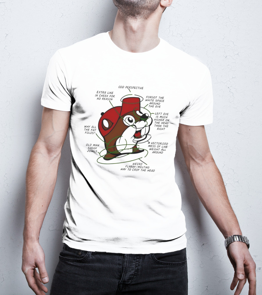 Buc Ee's Odd Perspective Extra Line Vectorized Mess Critique T-Shirt