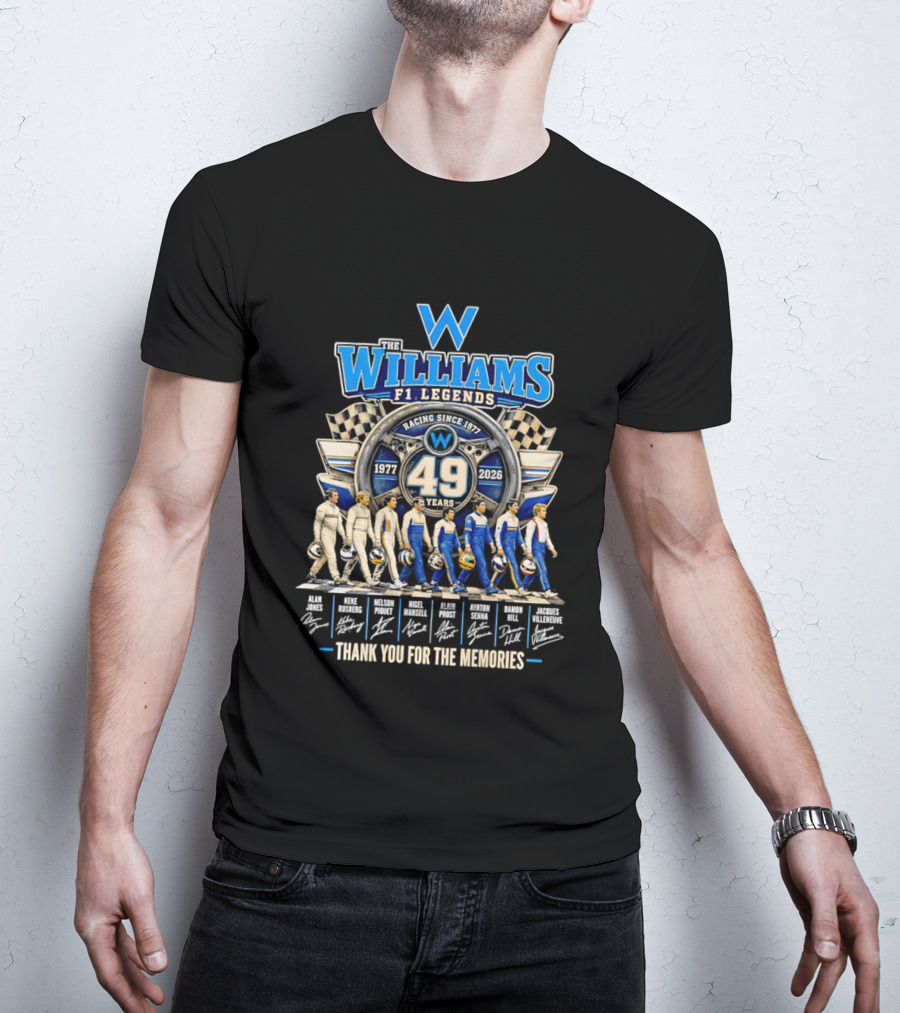Williams F1 Legends Racing 49 Years 1977 2026 Thank You For The Memories T-Shirt