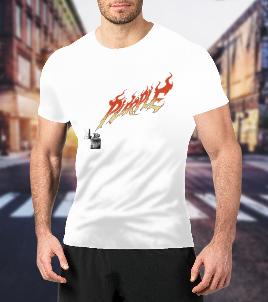 Purple Light My Fire Flame Zippo T-Shirt