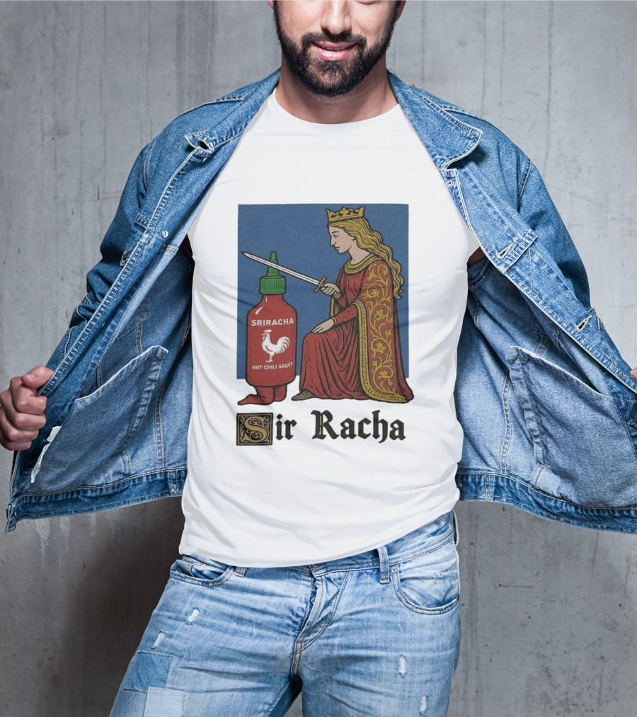 Sir Racha Sriracha Hot Chili Sauce Medieval Knighthood Scene T-Shirt