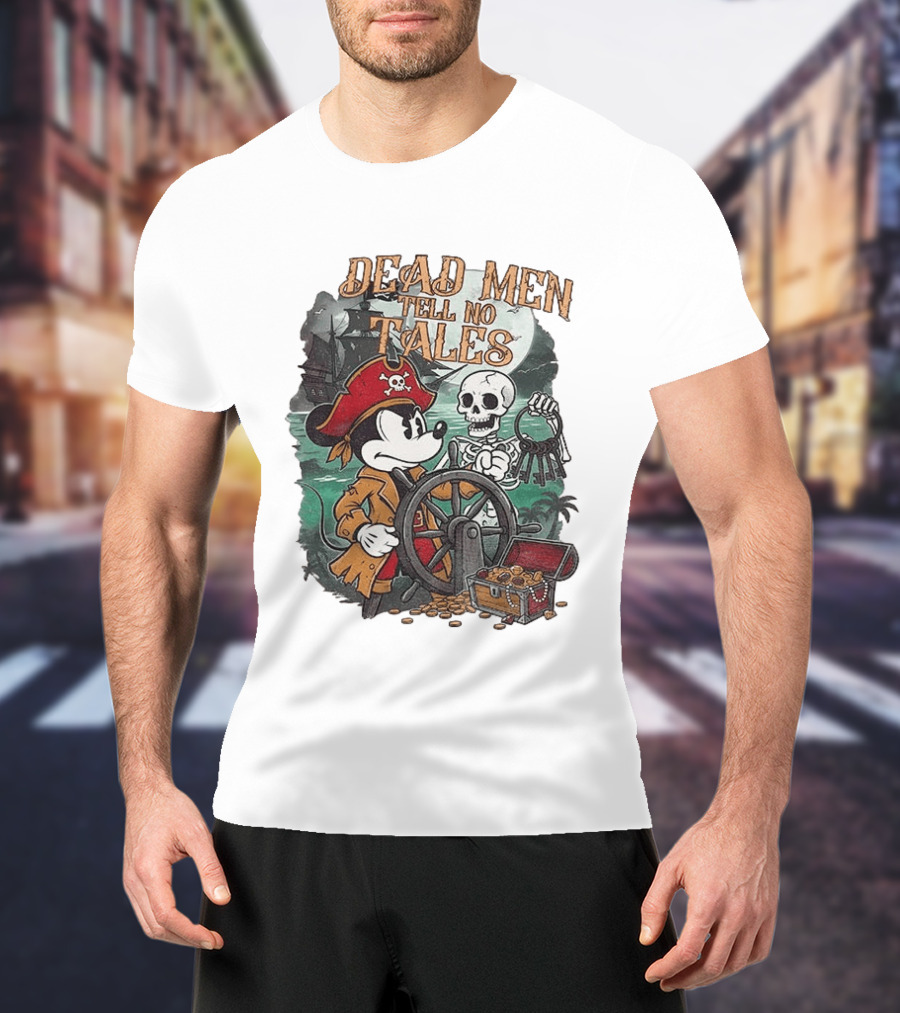 Mickey Mouse Pirate Skeleton Dead Men Tell No Tales Halloween Fantasy Adventure T-Shirt