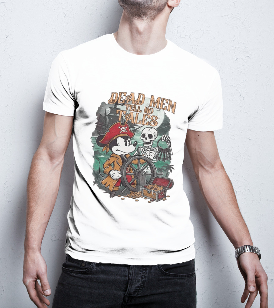 Mickey Mouse Pirate Skeleton Dead Men Tell No Tales Halloween Fantasy Adventure T-Shirt