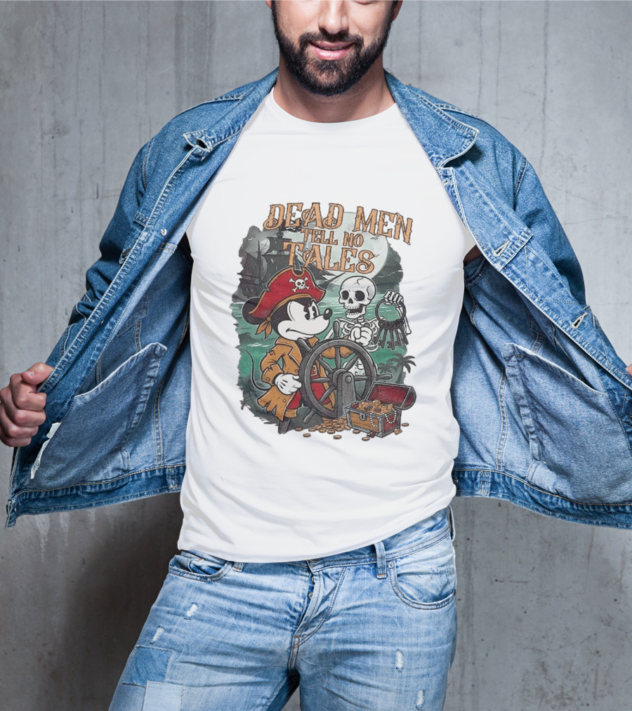 Mickey Mouse Pirate Skeleton Dead Men Tell No Tales Halloween Fantasy Adventure T-Shirt