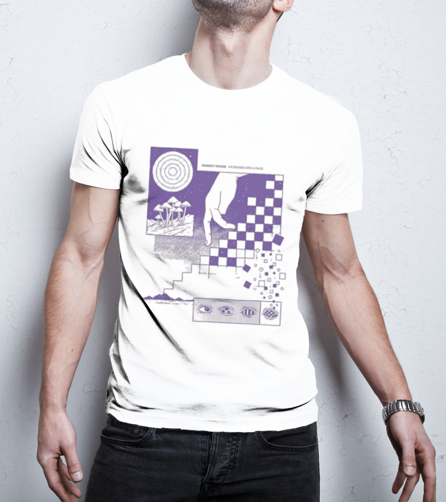 Modest Mouse An Eraser And A Maze Album Artwork Purple Checkerboard T-Shirt