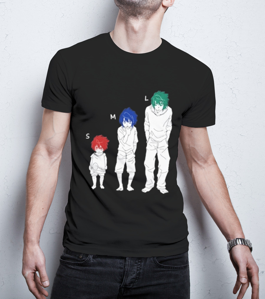 Anime Death Note L Character Evolution Sizes S M L T-Shirt