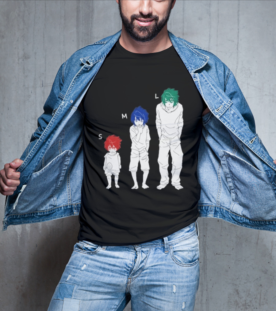 Anime Death Note L Character Evolution Sizes S M L T-Shirt