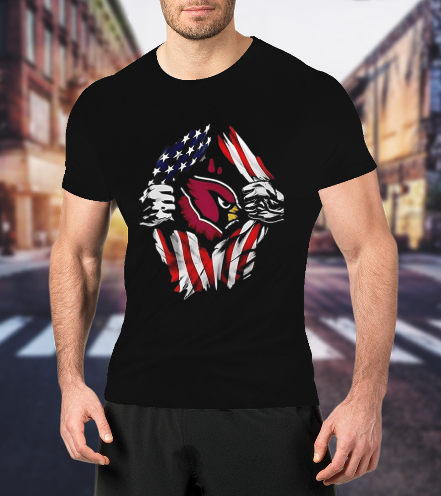 Arizona Cardinals American Flag Bald Eagle Skull Super Man T-Shirt