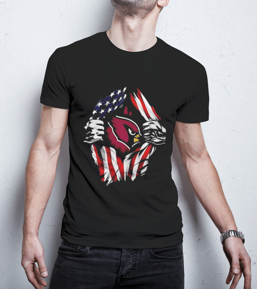 Arizona Cardinals American Flag Bald Eagle Skull Super Man T-Shirt