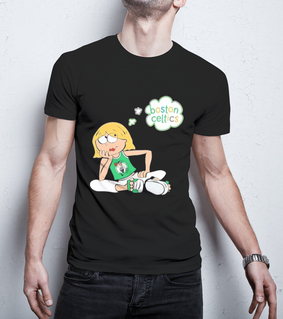Boston Celtics NBA Cartoon Girl Sitting Thought Bubble T-Shirt