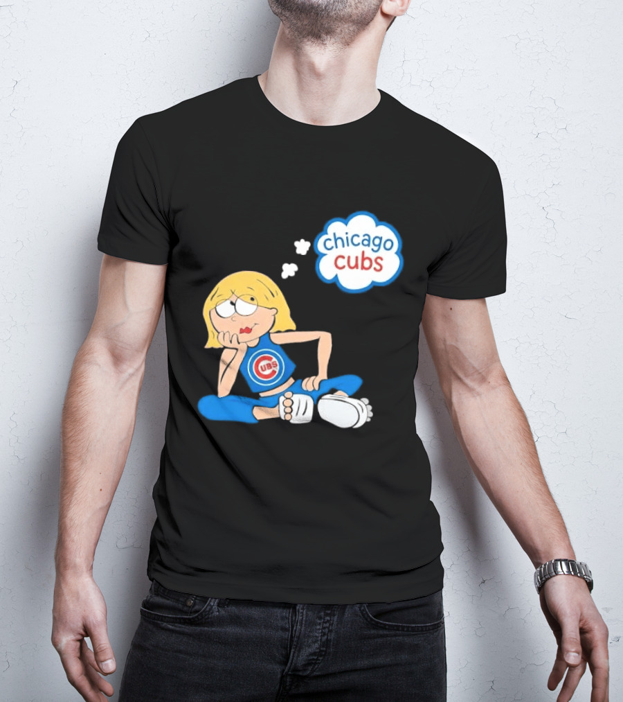 Chicago Cubs MLB Blonde Cartoon Girl Sitting Thought Bubble T-Shirt