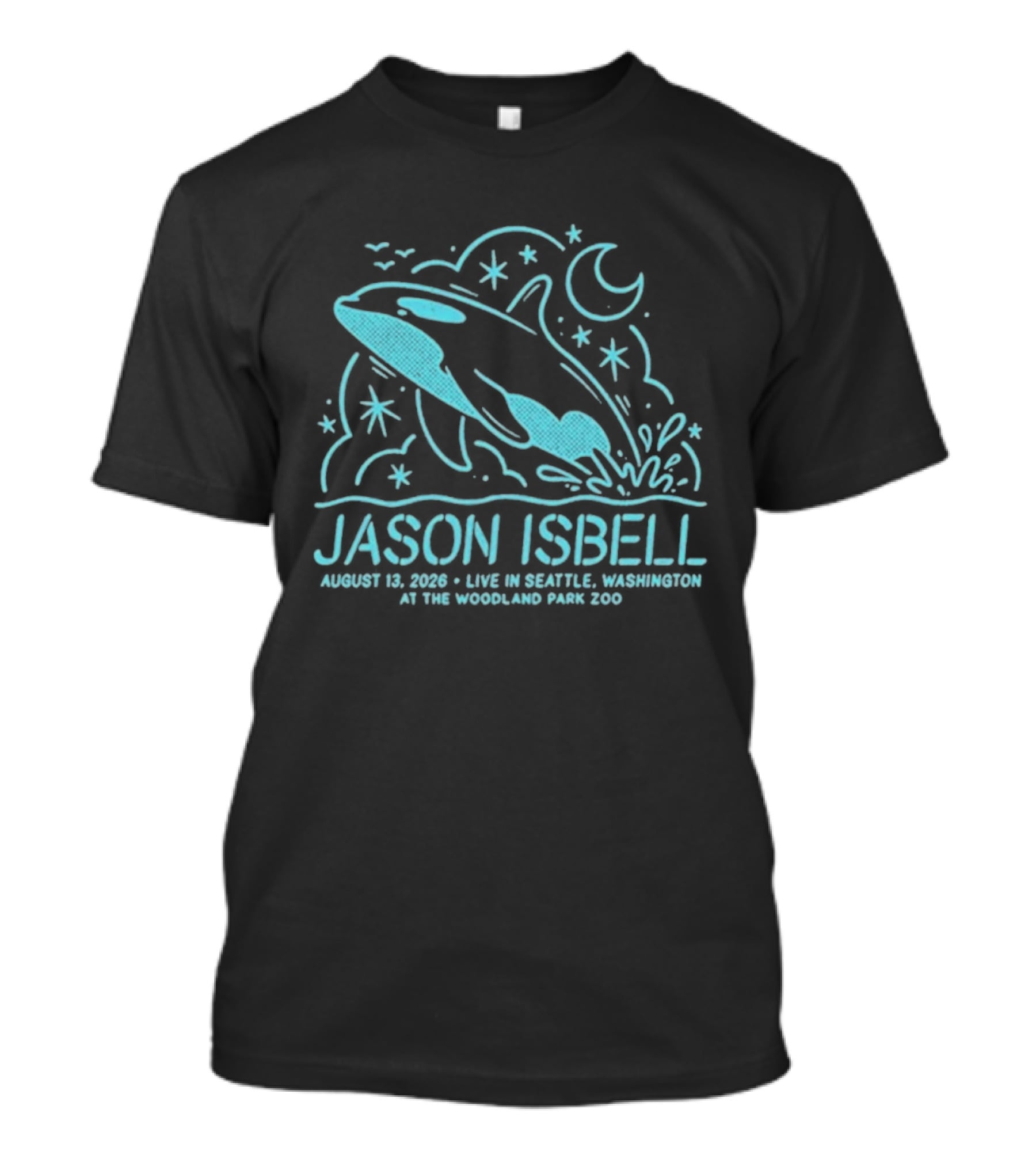 Jason Isbell Aug 13 2026 Seattle Woodland Park Zoo Whale Moon Stars T-Shirt