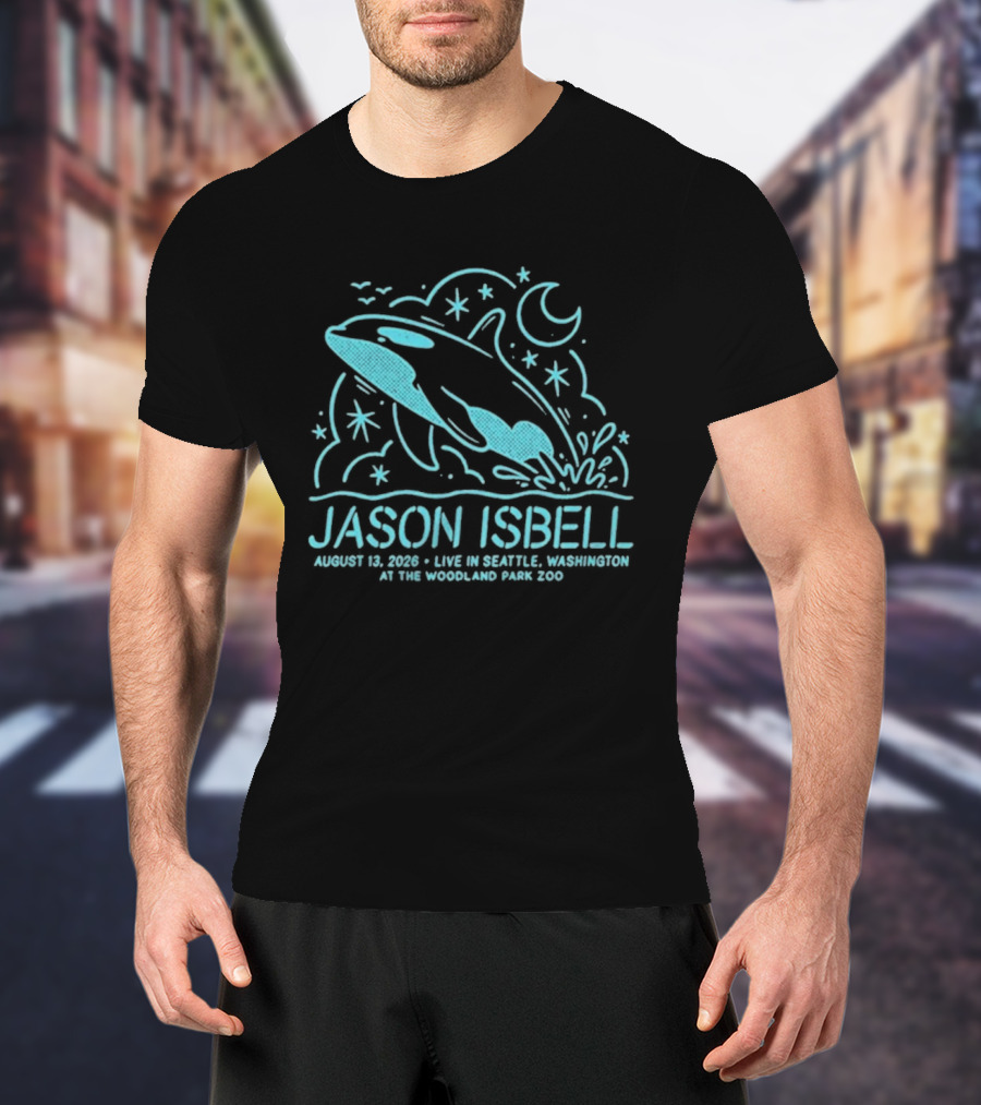 Jason Isbell Aug 13 2026 Seattle Woodland Park Zoo Whale Moon Stars T-Shirt