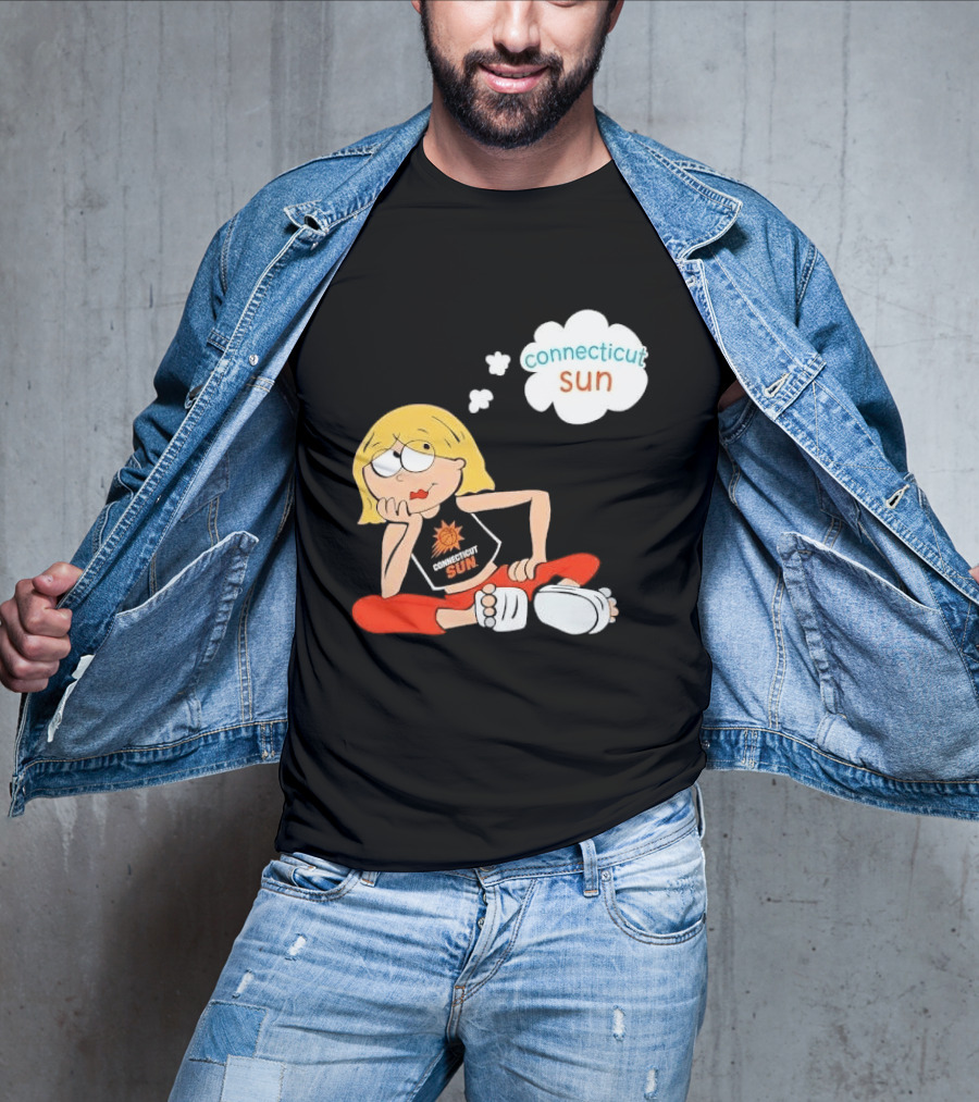Connecticut Sun WNBA Cartoon Blonde Girl Thought Bubble T-Shirt