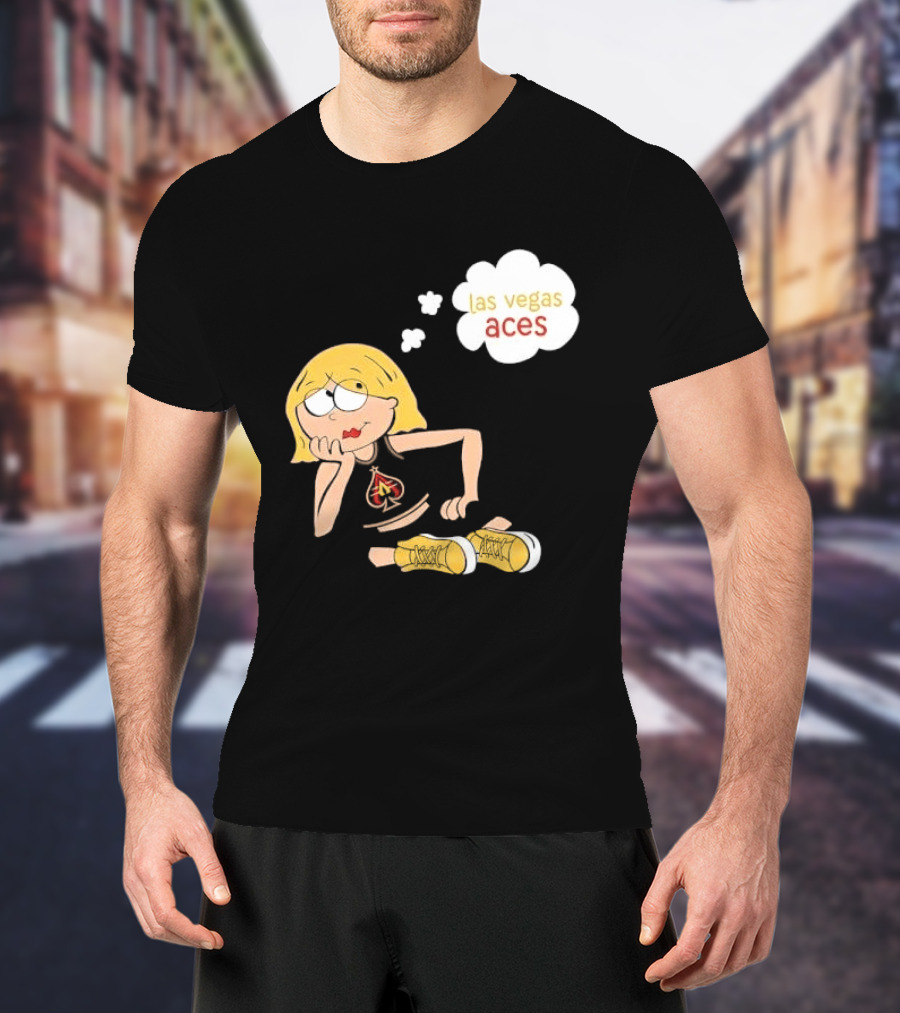 Las Vegas Aces WNBA Blonde Cartoon Girl Thought Bubble T-Shirt