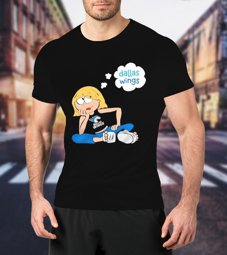 Dallas Wings WNBA Cartoon Blonde Girl Daydreaming Thought Bubble T-Shirt