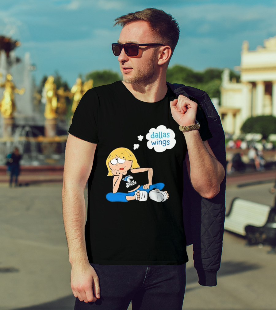 Dallas Wings WNBA Cartoon Blonde Girl Daydreaming Thought Bubble T-Shirt