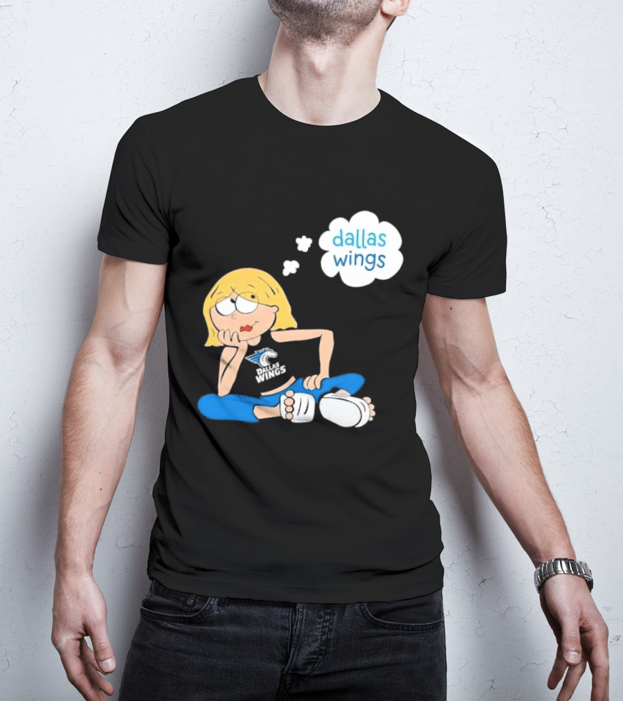 Dallas Wings WNBA Cartoon Blonde Girl Daydreaming Thought Bubble T-Shirt