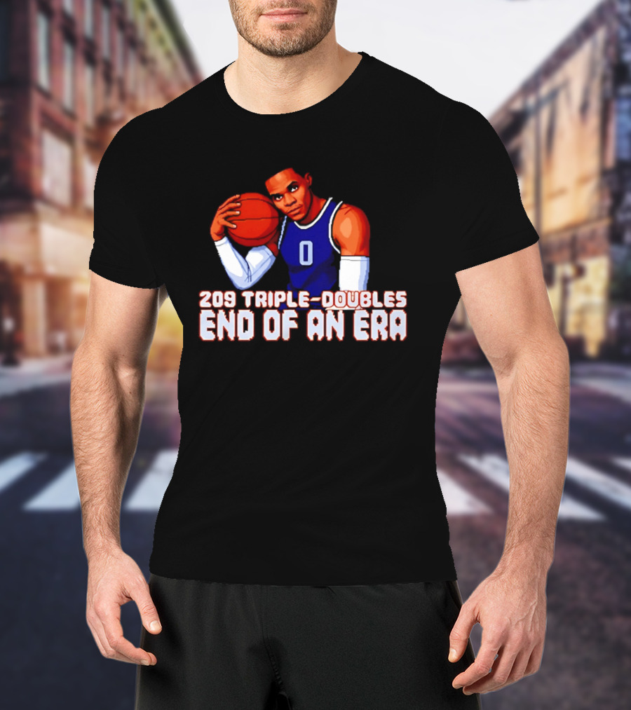 Russell Westbrook 209 Triple Doubles End Of An Era Basketball Legend Pixel T-Shirt