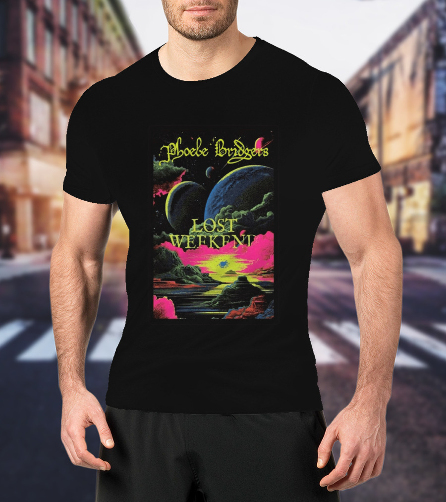 Phoebe Bridgers Lost Weekend 2026 Cosmic Event Planets Clouds Neon T-Shirt
