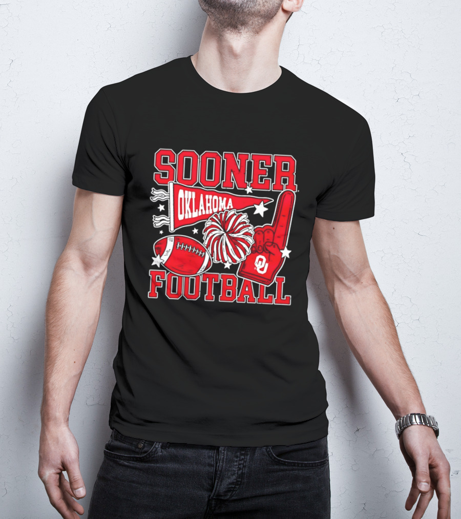 Oklahoma Sooners Football Sooner OU Pom Pom Foam Finger Pennant T-Shirt