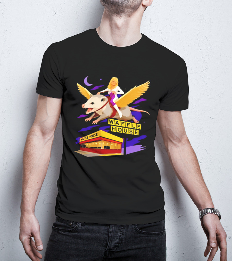 Waffle House Dolly Parton Flying Opossum Adventure T-Shirt