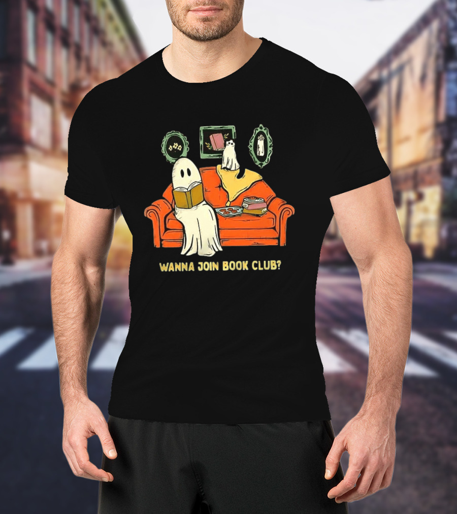 Wanna Join Book Club Ghost Cat Spooky Halloween Cookies T-Shirt