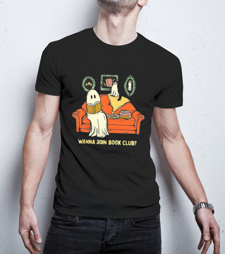 Wanna Join Book Club Ghost Cat Spooky Halloween Cookies T-Shirt