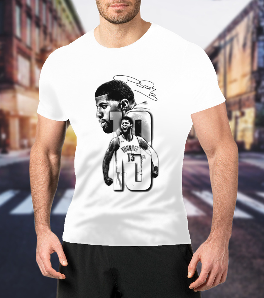 Paul George Oklahoma City Thunder Basketball Player Sketch T-Shirt