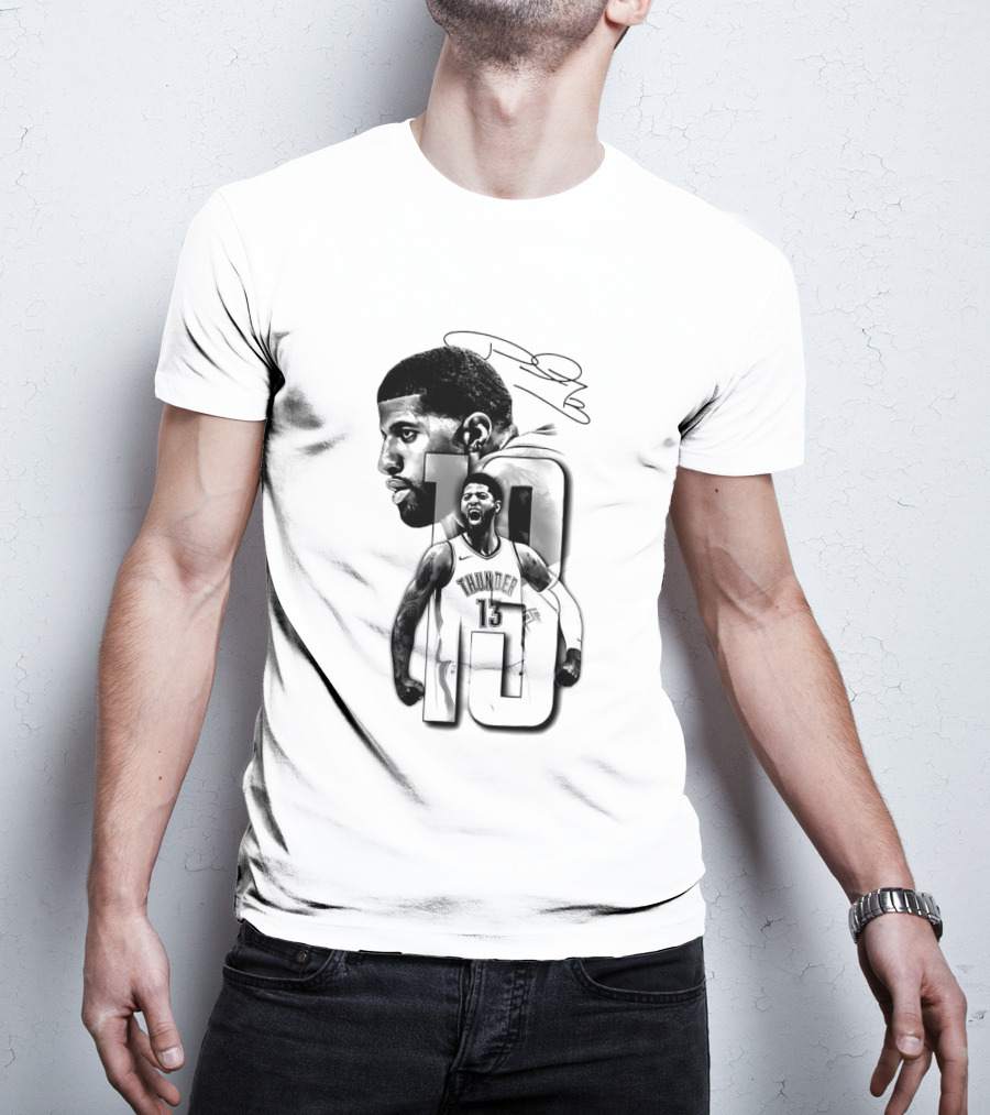 Paul George Oklahoma City Thunder Basketball Player Sketch T-Shirt