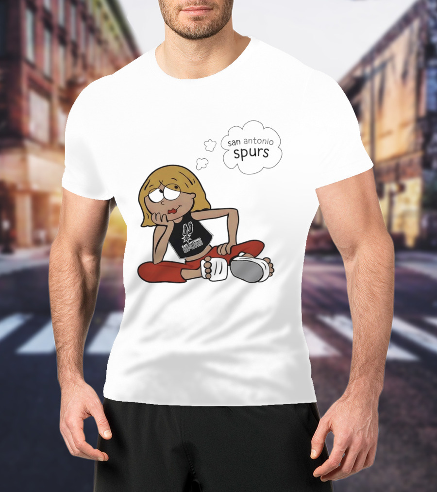San Antonio Spurs Cartoon Blonde Girl Thought Bubble Daydreaming T-Shirt