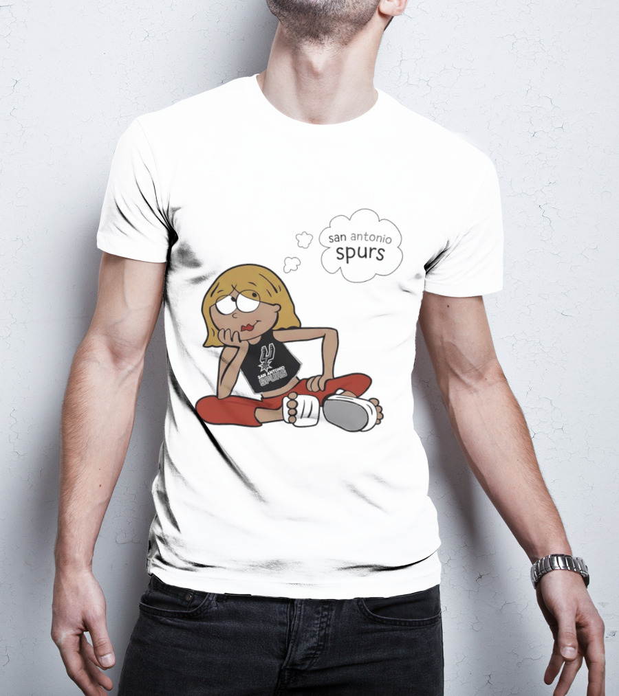 San Antonio Spurs Cartoon Blonde Girl Thought Bubble Daydreaming T-Shirt