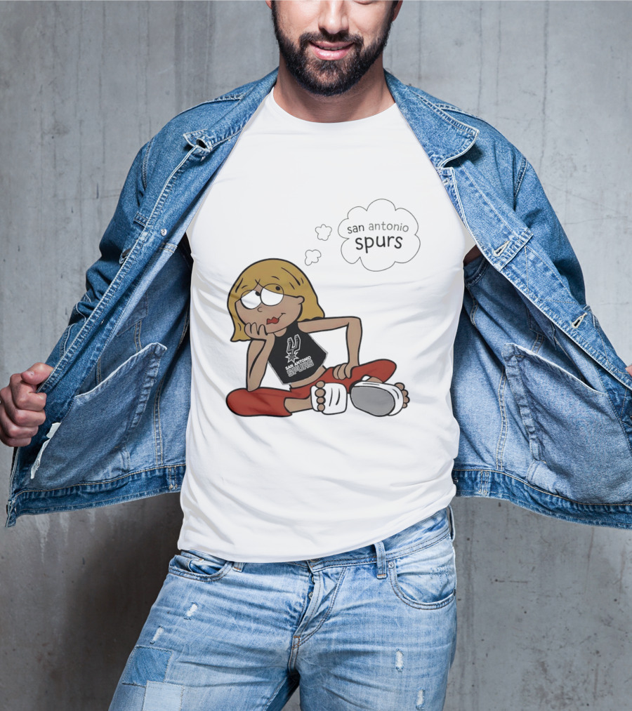 San Antonio Spurs Cartoon Blonde Girl Thought Bubble Daydreaming T-Shirt
