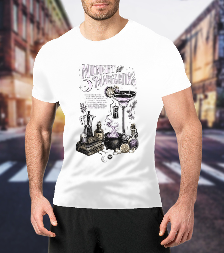 Midnight Margaritas Witchy Cocktail Cauldron Eye Of Newt Toe Of Frog Recipe Potion Essentials T-Shirt