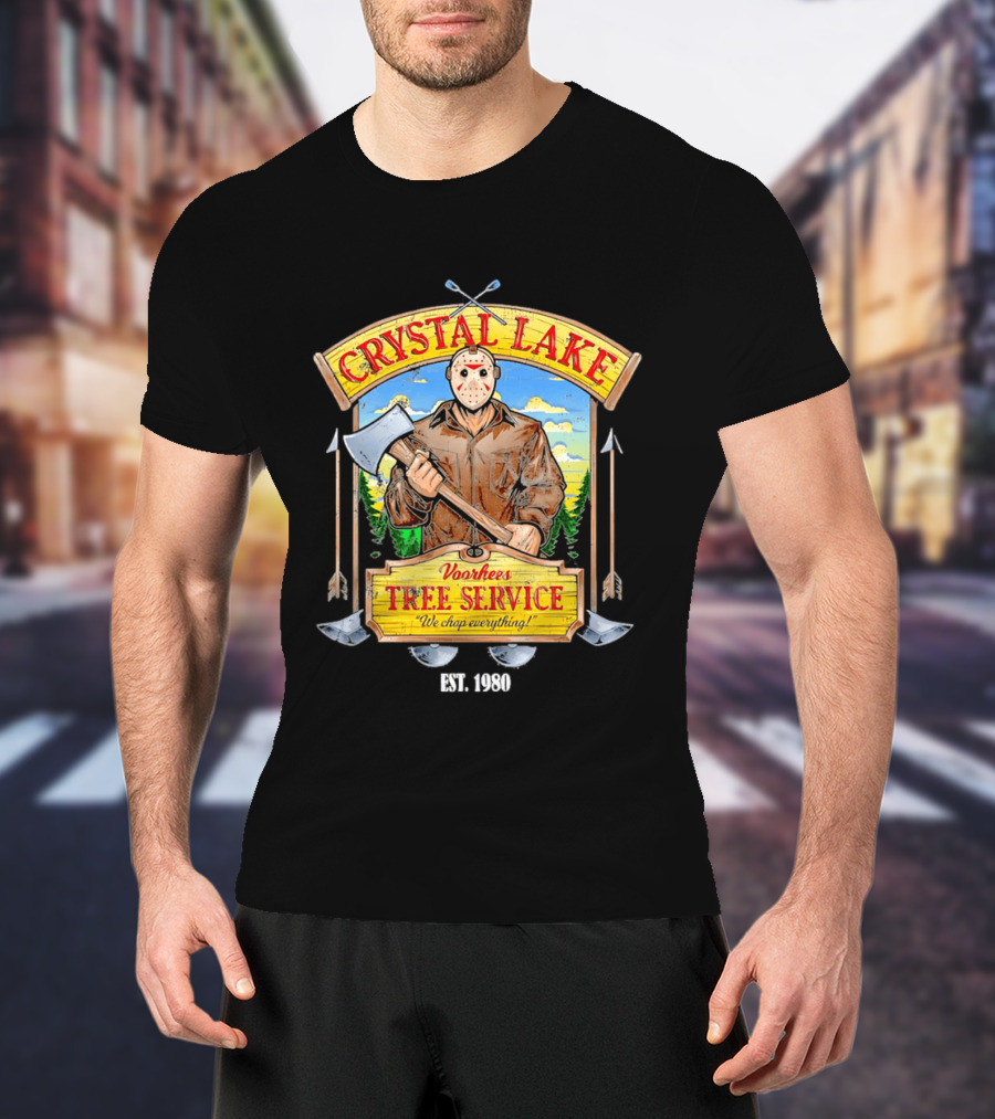 Crystal Lake Voorhees Tree Service We Chop Everything Est 1980 T-Shirt