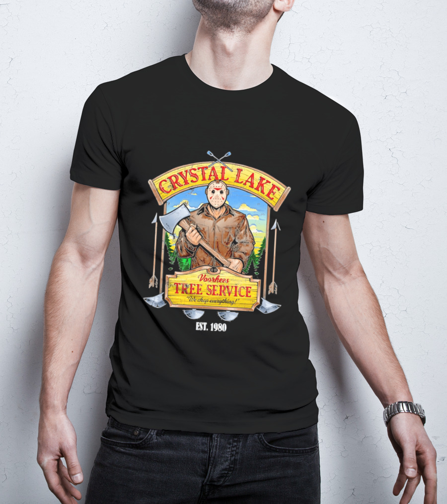 Crystal Lake Voorhees Tree Service We Chop Everything Est 1980 T-Shirt