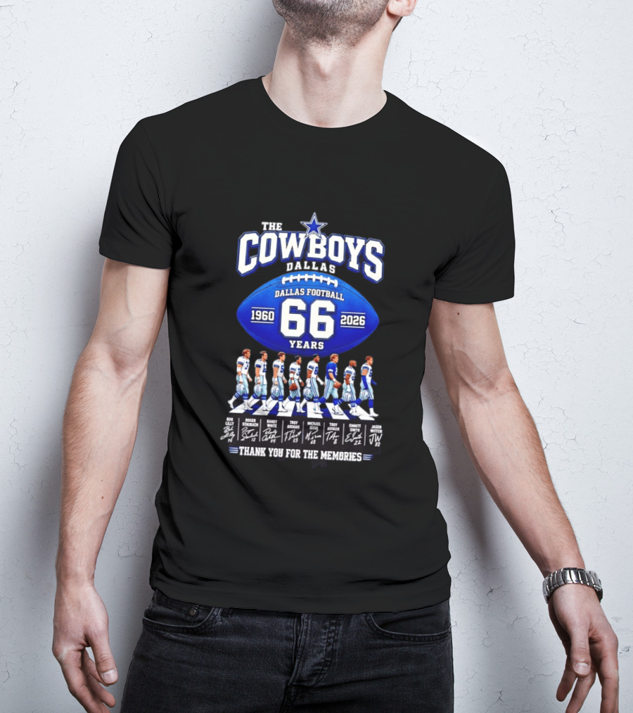 The Cowboys Dallas Football 66 Years 1960 2026 Thank You For The Memories Signatures T-Shirt